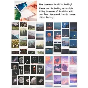 Landscape Nature Stickers Set (120 Pieces), Aesthetic Mountain Forest Sky Cloud Galaxy Space Moon Phase Sunset Natural Scenery Collage Pictures for Art Journaling Scrapbooking Junk Journal Supplies