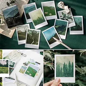 Landscape Nature Stickers Set (120 Pieces), Aesthetic Mountain Forest Sky Cloud Galaxy Space Moon Phase Sunset Natural Scenery Collage Pictures for Art Journaling Scrapbooking Junk Journal Supplies