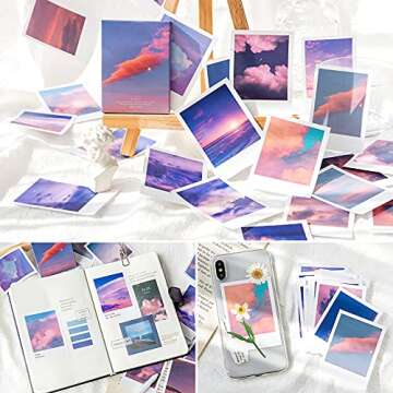 Landscape Nature Stickers Set (120 Pieces), Aesthetic Mountain Forest Sky Cloud Galaxy Space Moon Phase Sunset Natural Scenery Collage Pictures for Art Journaling Scrapbooking Junk Journal Supplies