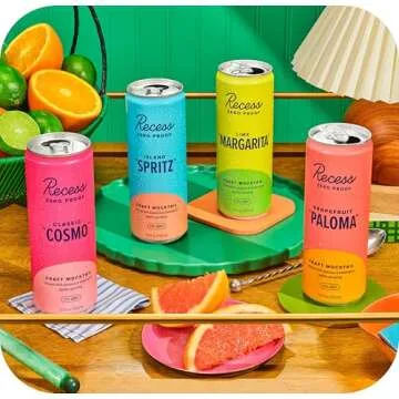 Recess Zero Proof Craft Mocktails - Alcohol Free, Low Calorie Drinks with Adaptogens