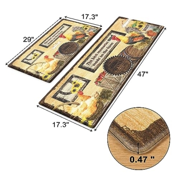 KIMODE Rooster Kitchen Mats – Stylish Anti-Fatigue Comfort