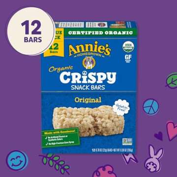 Annie's Organic Original Crispy Snack Bars, Gluten Free, Value Pack, 12 Bars, 9.36 oz (Pack of 2)