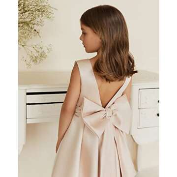MCieloLuna Pink Flower Girl Dresses for Wedding - Toddler Bow-Knot