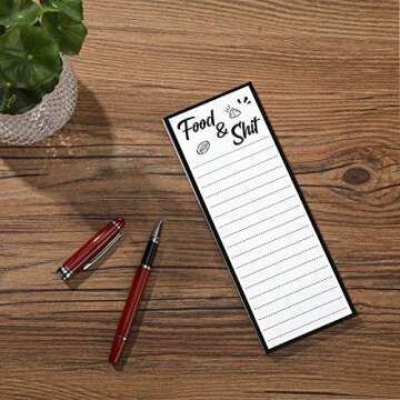 Zonon Magnetic Note Pad with Pen Holder – Fun Grocery List Organizer