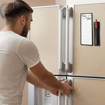 Zonon Magnetic Note Pad & Pen Holder for Fridge