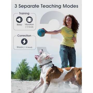 Dog Training Collar with Remote, Smart Dog Shock Collar with 3 Training Modes and Training Icons, Waterproof Electric Dog Shockers for Large and Medium Dogs (8-120 LBS)