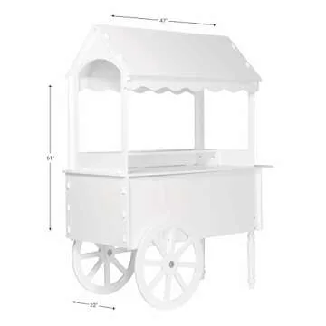 Candy Cart for Party - Candy Cart Display Stand with Wheels for Party - Dessert cart - Decorated Wood Candy cart with Wheels for Birthdays Wedding - Easy to Assemble Vintage Candy Cart On Wheels.