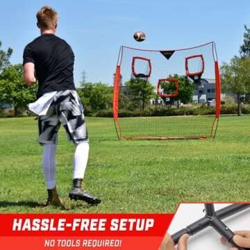 GoSports 8 x 8 ft Football Throwing Net - Red
