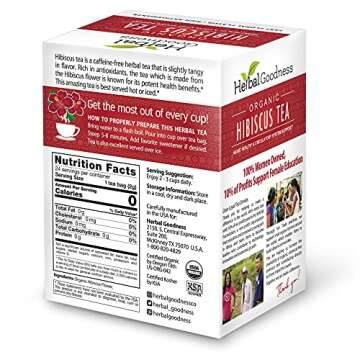 24 Organic Hibiscus Tea Bags - Heart and Hydration Support