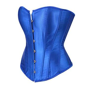 Kranchungel Plus Size Corsets for Women Vintage Royal Blue Corset Top Satin Bustier Corset Overbust ...