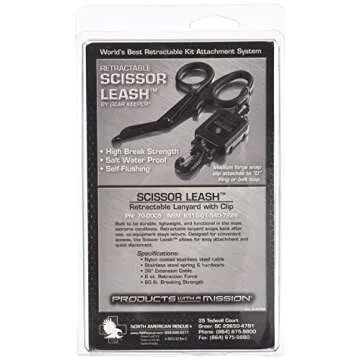 North American Rescue Retractable Scissor Leash with Clip (Black) NAR Lightweight Lanyard Leash for Medical Trauma Shears (70-0005)