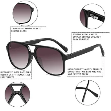 YDAOWKN Retro Aviator Sunglasses Classic 70s Style
