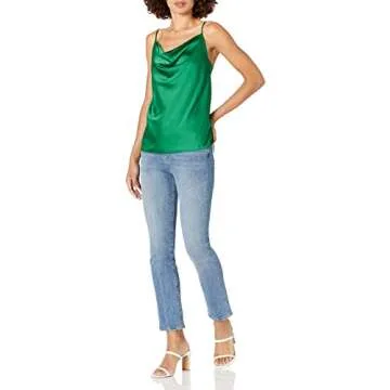 The Drop Women's Christy Cowl Neck Cami Silky Stretch Top, Emerald Green , XXL, Plus Size