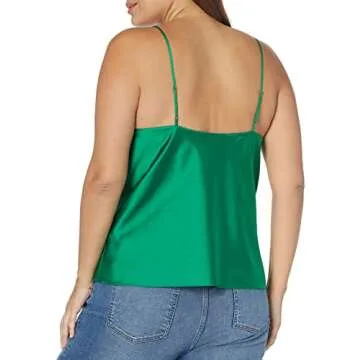 The Drop Women's Christy Cowl Neck Cami Silky Stretch Top, Emerald Green , XXL, Plus Size