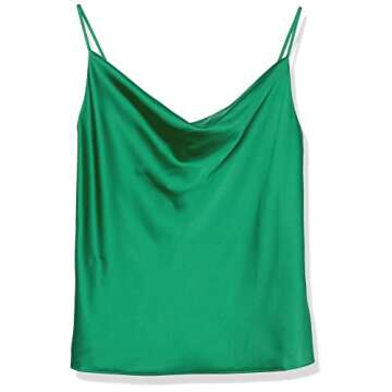 The Drop Women's Christy Cowl Neck Cami Silky Stretch Top, Emerald Green , XXL, Plus Size