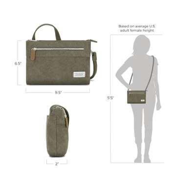 Travelon Anti-theft Heritage Cross Body Bag Cross Body Bag, Sage, 10.5 x 7 x 2