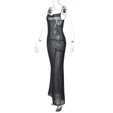 Elegant Women’s Polka Dot Chiffon Maxi Dress for Parties