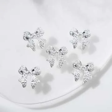 30pcs 3D Metal Bow Nail Charms for Acrylic Nails Alloy Nail Bows Gold Silver Gray Bow Knot Nail Art Charms Cute Bow Charms Kawaii Bow tie Nail Accessories Nail Jewels for Women Girls Manicure