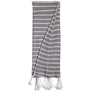 Amazon Brand – Stone & Beam Modern Striped Knit Tassel Throw Blanket - 80 x 60 Inch, Grey