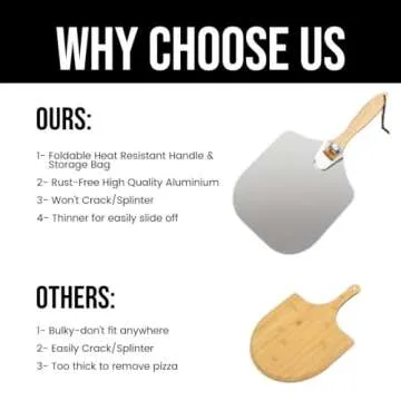 ASHNAEEM Premium Pizza Peel (12" X 14") Aluminum Metal Pizza Paddle with Cutter | Pizza Spatula with Foldable Wooden Handle for Easy Storage | Pizza Spatula Paddle for Indoor & Outdoor Ovens