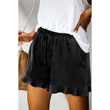 ONLYSHE Women Juniors Summer Casual Shorts Fashion Comfy Pocketed Drawstring Elastic Waist Active Pa...