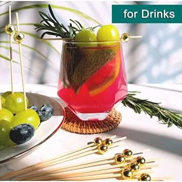 Elegant Gold Pearl Cocktail Picks for Appetizers