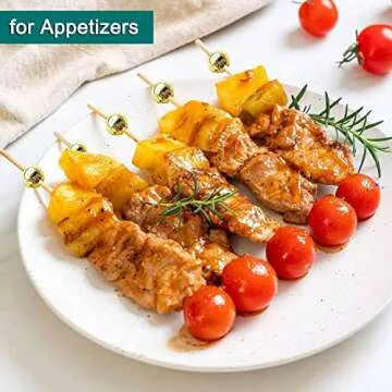 Elegant Gold Pearl Cocktail Picks for Appetizers