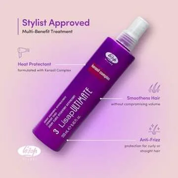 Lisap Heat Protectant for Hair, Ultimate Straight Fluid Hair Spray, Anti Frizz Hair Products, Thermal Protection Hydrating, Strengthening, Straightening & Styling Spray, For All Hair Types, 8.45 fl oz