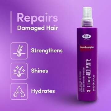 Lisap Heat Protectant for Hair, Ultimate Straight Fluid Hair Spray, Anti Frizz Hair Products, Thermal Protection Hydrating, Strengthening, Straightening & Styling Spray, For All Hair Types, 8.45 fl oz