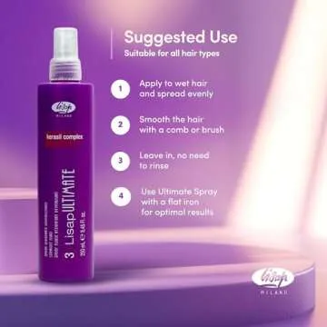 Lisap Heat Protectant for Hair, Ultimate Straight Fluid Hair Spray, Anti Frizz Hair Products, Thermal Protection Hydrating, Strengthening, Straightening & Styling Spray, For All Hair Types, 8.45 fl oz