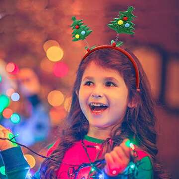 ATDAWN 10 Pack Christmas Headbands, Reindeer Antler Santa Hat Headbands for Christmas Holiday Parties