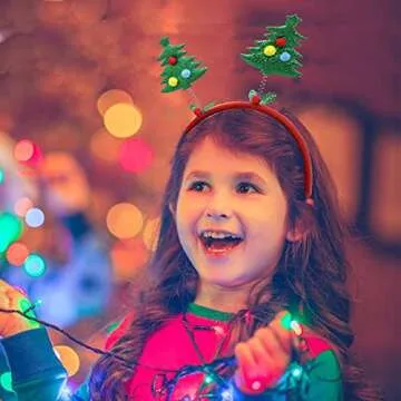 ATDAWN 10 Pack Christmas Headbands, Reindeer Antler Santa Hat Headbands for Christmas Holiday Parties