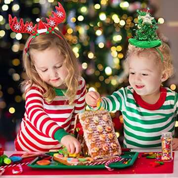 ATDAWN 10 Pack Christmas Headbands, Reindeer Antler Santa Hat Headbands for Christmas Holiday Parties