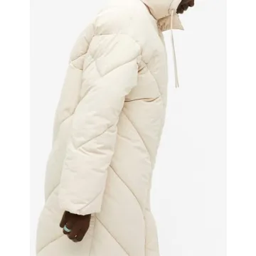 Flygo Women's Long Puffer Coat Winter Warm Beige Parka