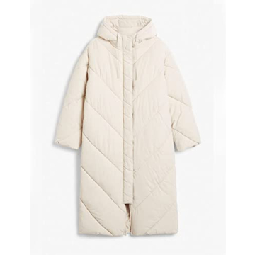 Flygo Women's Long Puffer Coat Winter Warm Beige Parka