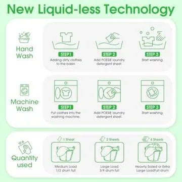 Poesie Laundry Detergent Sheets Fresh Scent 160 Sheets Clear Non-Plastic Hypoallergenic Liquid Less Sheets for Home Dorm Travel Camping & Hand Washing Clean No Waste