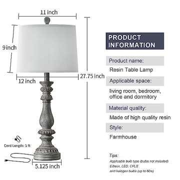 BOBOMOMO USB Table Lamp Set of 2 - Antique Retro Style