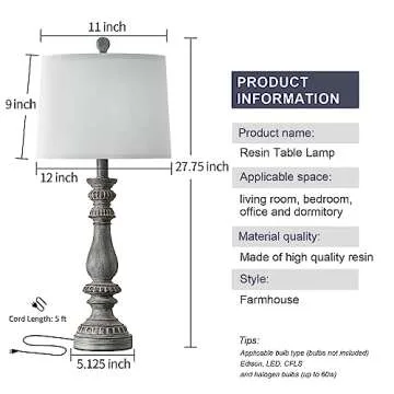 BOBOMOMO USB Table Lamp Set of 2 - Antique Retro Style