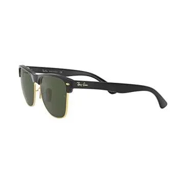 Ray-Ban RB4175 Clubmaster Oversized Square Sunglasses, Demi Gloss Black On Gold/G-15 Green, 57 mm
