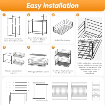 Adjustable Under Sink Organizer for Kitchen and Bathroom