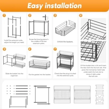 Adjustable Under Sink Organizer for Kitchen and Bathroom