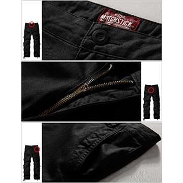 Match Men's Wild Cargo Pants(27,Black)