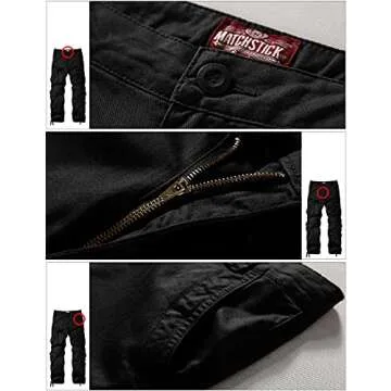 Match Men's Wild Cargo Pants(27,Black)