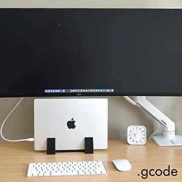 .gcode Vertical Laptop Stand Holder, Fits MacBook, Surface, Samsung, HP, Dell, Chromebook, Ipad, Tablet & Kindle, Sleek Space-Saving Holder, Ideal for Work & Home Office, Desktop Notebook Dock