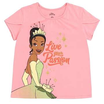 Disney Princess Tiana Toddler Girls T-Shirt Mesh Skirt and Scrunchie 3 Piece Outfit Set 5T