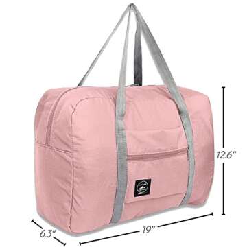 TYKLSM 2-pack Travel Duffel Bags, Lightweight Waterproof Large Duffle Bag for Travel, Foldable Sports Breathable Weekender Bags for Women (Pink+Light Blue)