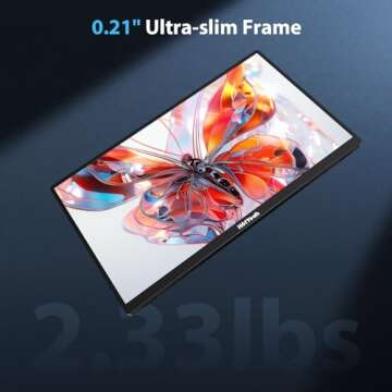 HotYeah Portable Monitor 4K, 15.6'' 3840x2160 UHD USB-C HDMI Laptop Monitor, 100% Adobe RGB HDR FreeSync External Computer Display, Travel 2nd Screen with Speakers Cover VESA