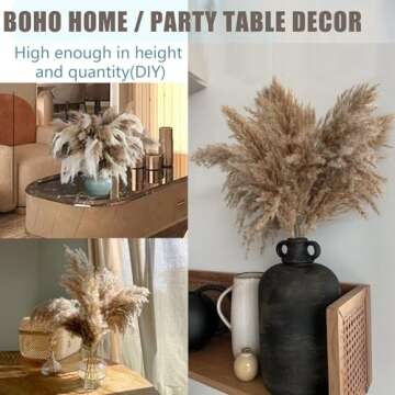 20 Stems Home Decor - Natural Dried Pampa Grass, Fluffy Brown Pampas Grass, Dry Small Pampas Bulk for Living Room Table Decor, Boho Decor, Party Wedding Decor, Gift (17.7 inch, 20 Brown )