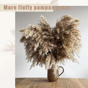 20 Stems Home Decor - Natural Dried Pampa Grass, Fluffy Brown Pampas Grass, Dry Small Pampas Bulk for Living Room Table Decor, Boho Decor, Party Wedding Decor, Gift (17.7 inch, 20 Brown )