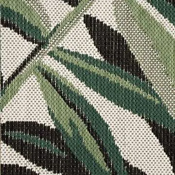 In- & Outdoor Tropical Palm Leaf Rug 6'7" x 9'6" Green Beige